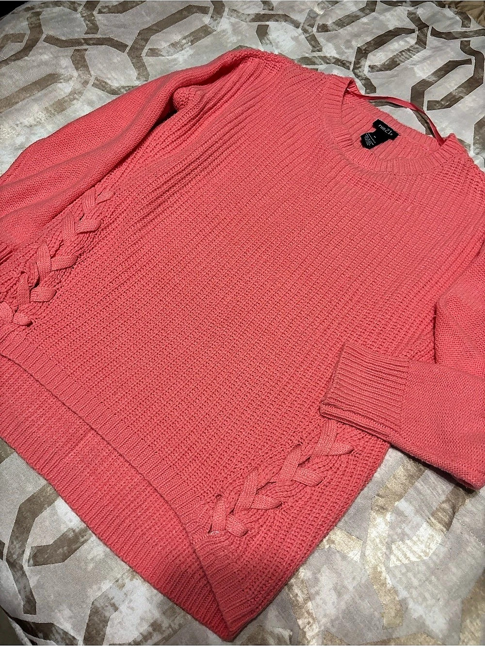 INC International Concepts Braided Detail Sweater in Pink Size Small Like New